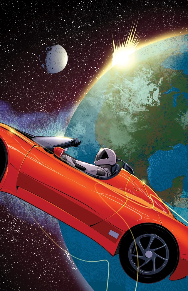 Roadster over Earth